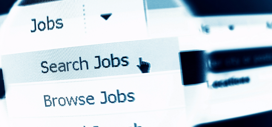 Search bar that reads "Jobs,Search Jobs, Browse Jobs, Saved Search" on a computer screen